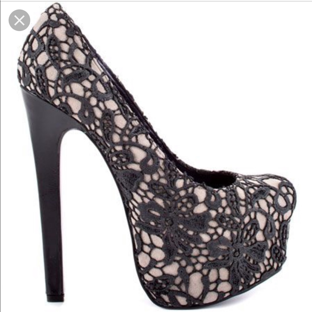 London Trash anthem mink lace heels